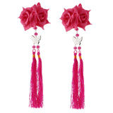 2 Pieces Fbaric Flower Butterfly Tassel Hair Clip Hair Accessories Hot Pink