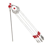 Chinese Traditional Hair Stick Shawl Pin Women Hair Accessory Red