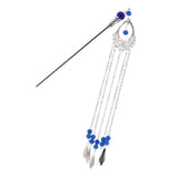 Chinese Traditional Hair Stick Shawl Pin Women Hair Accessory Blue