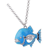 Maxbell Women Girls Fashion 3D Enamel Fish Pendant Chain Necklace Sweater Jewelry