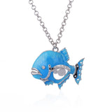 Maxbell Women Girls Fashion 3D Enamel Fish Pendant Chain Necklace Sweater Jewelry