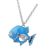 Maxbell Women Girls Fashion 3D Enamel Fish Pendant Chain Necklace Sweater Jewelry