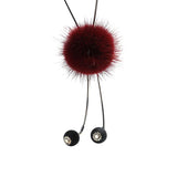 Maxbell Mink Wool Fur PomPom Winter Sweater Chain Women Long Hanging Ornaments Red