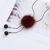 Maxbell Mink Wool Fur PomPom Winter Sweater Chain Women Long Hanging Ornaments Red