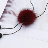 Maxbell Mink Wool Fur PomPom Winter Sweater Chain Women Long Hanging Ornaments Red