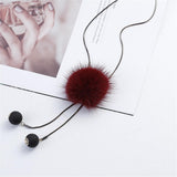 Maxbell Mink Wool Fur PomPom Winter Sweater Chain Women Long Hanging Ornaments Red