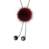 Maxbell Mink Wool Fur PomPom Winter Sweater Chain Women Long Hanging Ornaments Red