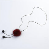 Maxbell Mink Wool Fur PomPom Winter Sweater Chain Women Long Hanging Ornaments Red