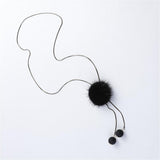 Maxbell Mink Wool Fur PomPom Winter Sweater Chain Women Long Hanging Ornaments Black