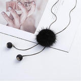 Maxbell Mink Wool Fur PomPom Winter Sweater Chain Women Long Hanging Ornaments Black