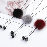 Maxbell Mink Wool Fur PomPom Winter Sweater Chain Women Long Hanging Ornaments Black