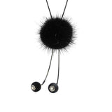 Maxbell Mink Wool Fur PomPom Winter Sweater Chain Women Long Hanging Ornaments Black