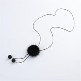 Maxbell Mink Wool Fur PomPom Winter Sweater Chain Women Long Hanging Ornaments Black