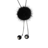 Maxbell Mink Wool Fur PomPom Winter Sweater Chain Women Long Hanging Ornaments Black