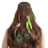 Bohemian Ethnic Style Peacock Feather Headband Boho Tassel Hair Accessories