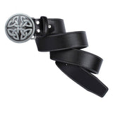 Celtic Knot Belts PU Leather Belt Round Celtic Buckle for Cowboy Jeans Black