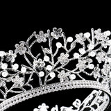 Maxbell Rhinestones Faux Pearls Floret Cute Bridal Headband Pageant Princess Crown