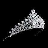 Maxbell Royal Flower Crystal 3A Zircon Crown Tiara Wedding Bridal Headband Hair Accessories