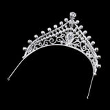 Maxbell Royal Flower Crystal 3A Zircon Crown Tiara Wedding Bridal Headband Hair Accessories