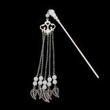 Hanfu Dress Ancient Chinese Cosplay Drama Beads Tassel Hair Pin White