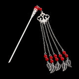 Hanfu Dress Ancient Chinese Cosplay Drama Beads Tassel Hair Pin Red