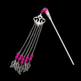 Hanfu Dress Ancient Chinese Cosplay Drama Beads Tassel Hair Pin Rose Red