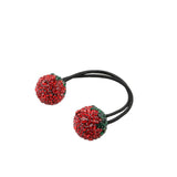 Women Hair Accessory Crystal Drill Ball Hair Ring Jewelry red Strawberry