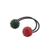 Women Hair Accessory Crystal Drill Ball Hair Ring Jewelry Red green