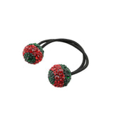 Women Hair Accessory Crystal Drill Ball Hair Ring Jewelry Red green stripes