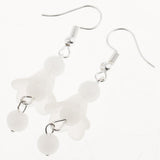 1 Set Ancient Chinese Flower Hair Comb Tassel Dangle Earrings White