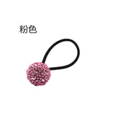 Diamante ball headdress Elastic hair ring rope pony tail holder Pink