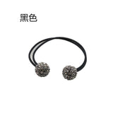 Two Diamante Balls headdress Elastic Hair Ring Pony Tail Holder Black