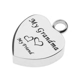 Maxbell Stainless Steel Cremation My Friend Heart Urn Pendant Keepsake My Grandma