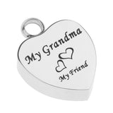 Maxbell Stainless Steel Cremation My Friend Heart Urn Pendant Keepsake My Grandma