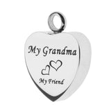 Maxbell Stainless Steel Cremation My Friend Heart Urn Pendant Keepsake My Grandma
