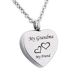 Maxbell Stainless Steel Cremation My Friend Heart Urn Pendant Keepsake My Grandma