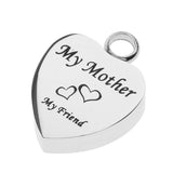 Maxbell Stainless Steel Cremation My Friend Heart Urn Pendant Keepsake My Mother