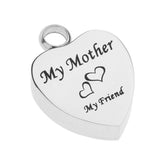 Maxbell Stainless Steel Cremation My Friend Heart Urn Pendant Keepsake My Mother