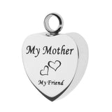 Maxbell Stainless Steel Cremation My Friend Heart Urn Pendant Keepsake My Mother
