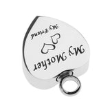 Maxbell Stainless Steel Cremation My Friend Heart Urn Pendant Keepsake My Mother