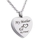 Maxbell Stainless Steel Cremation My Friend Heart Urn Pendant Keepsake My Mother
