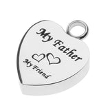 Maxbell Stainless Steel Cremation My Friend Heart Urn Pendant Keepsake My Father