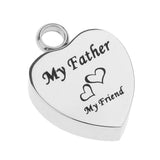 Maxbell Stainless Steel Cremation My Friend Heart Urn Pendant Keepsake My Father