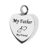 Maxbell Stainless Steel Cremation My Friend Heart Urn Pendant Keepsake My Father