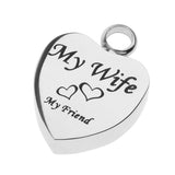 Maxbell Stainless Steel Cremation My Friend Heart Urn Pendant Keepsake My Wife