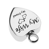 Maxbell Stainless Steel Cremation My Friend Heart Urn Pendant Keepsake My Wife