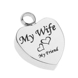 Maxbell Stainless Steel Cremation My Friend Heart Urn Pendant Keepsake My Wife