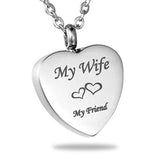 Maxbell Stainless Steel Cremation My Friend Heart Urn Pendant Keepsake My Wife