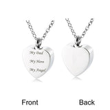 Maxbell Stainless Steel Heart Cremation Urn Keepsake Pendant My Dad My Hero My Angel