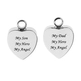 Maxbell Stainless Steel Heart Cremation Urn Keepsake Pendant My Dad My Hero My Angel